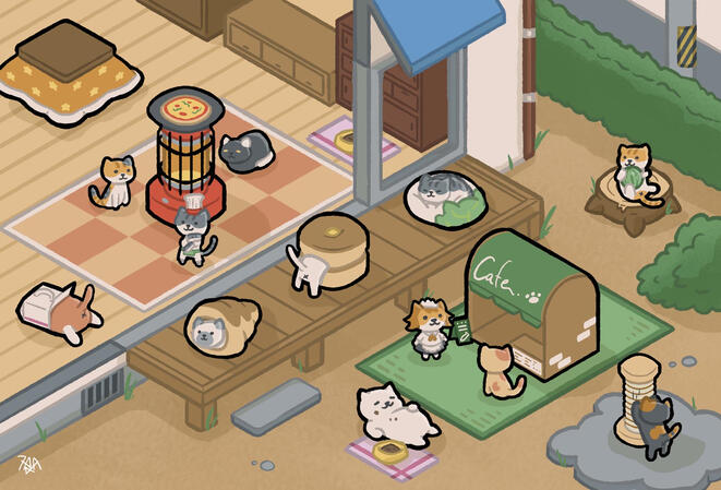 Neko Atsume isometric yard